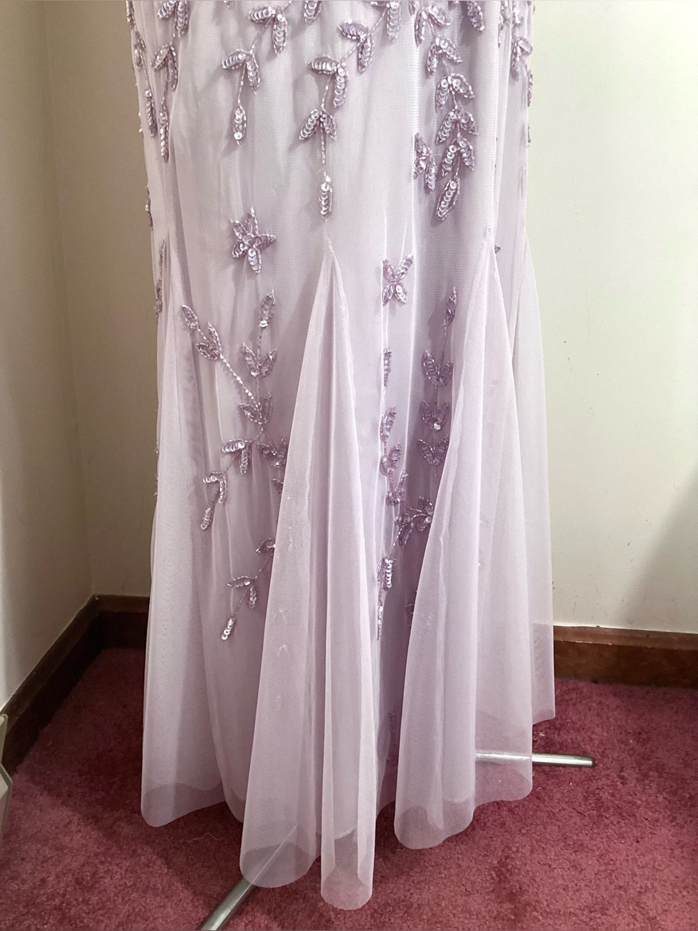 Marina Lavender Beaded Godet Gown Size M/L - Picture 8 of 15